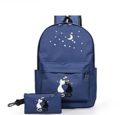 kid's cartoon character school bag (blue, black and pink color)