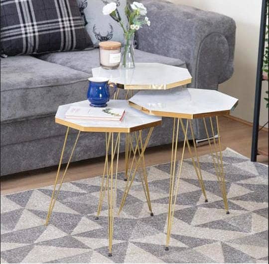 1 Pcs / Set of 3 Round Coffee Table HIGH Gloss Nesting End Tables 0