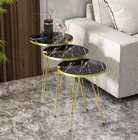 1 Pcs / Set of 3 Round Coffee Table HIGH Gloss Nesting End Tables 2