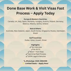 Done Base Visas – Canada | UK | Europe | Gulf – Fast Process