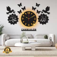 Beautiful MDF Wood Wall Clock With Backlight