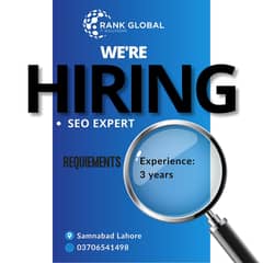 We are hiring SEO expert | Contact On This Number 03706541498