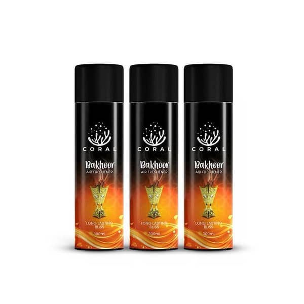 Coral Air Freshener Bakhoor Pack Of 3 - 300ML Big Bottle Car, Home, Office Spray