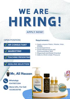 vacancy available for different department like HR, Team management,