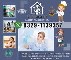 House Maid, Babysitter, Patient Care, Nurse Staff, Driver, Maids, Cook