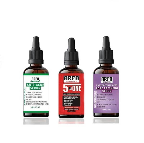 Arfa Cosmetics 3-Pack Whitening Serum with Niacinamide, Glycolic Acid, and Salicylic Acid for Pore Refining and Anti-Acne