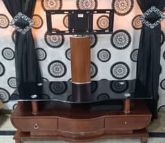Elegant  wooden TV stand with glass top and wall mount