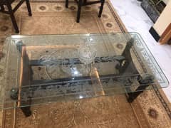 Stylish Shisham Wood Center Table with Glass Top  Excellent Condition