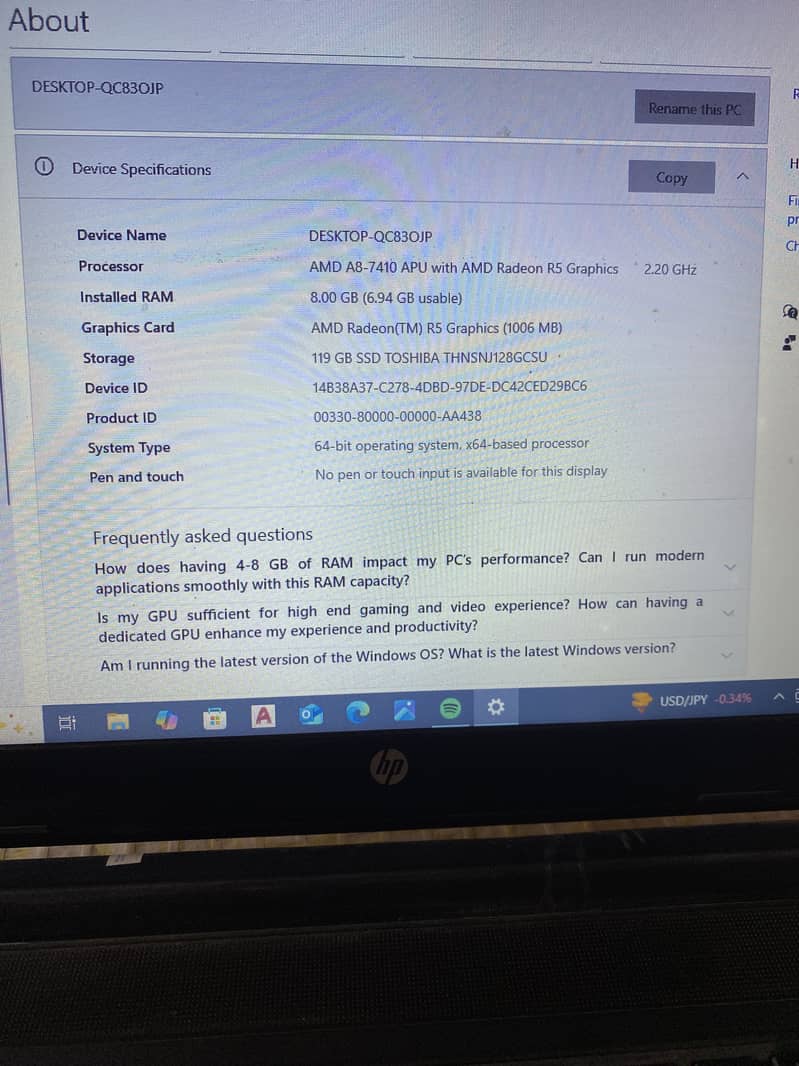 HP A8 7TH GENERATION R5 GRAPHICS 1