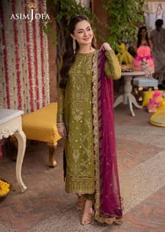 Asim jofa brand unstitched chiffon  embiriodry dress