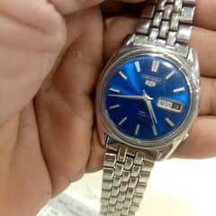 Seiko 5 automatic blue dial watch