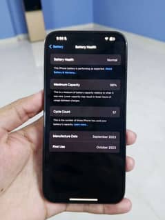 iPhone 15 pro max Battery health 98%