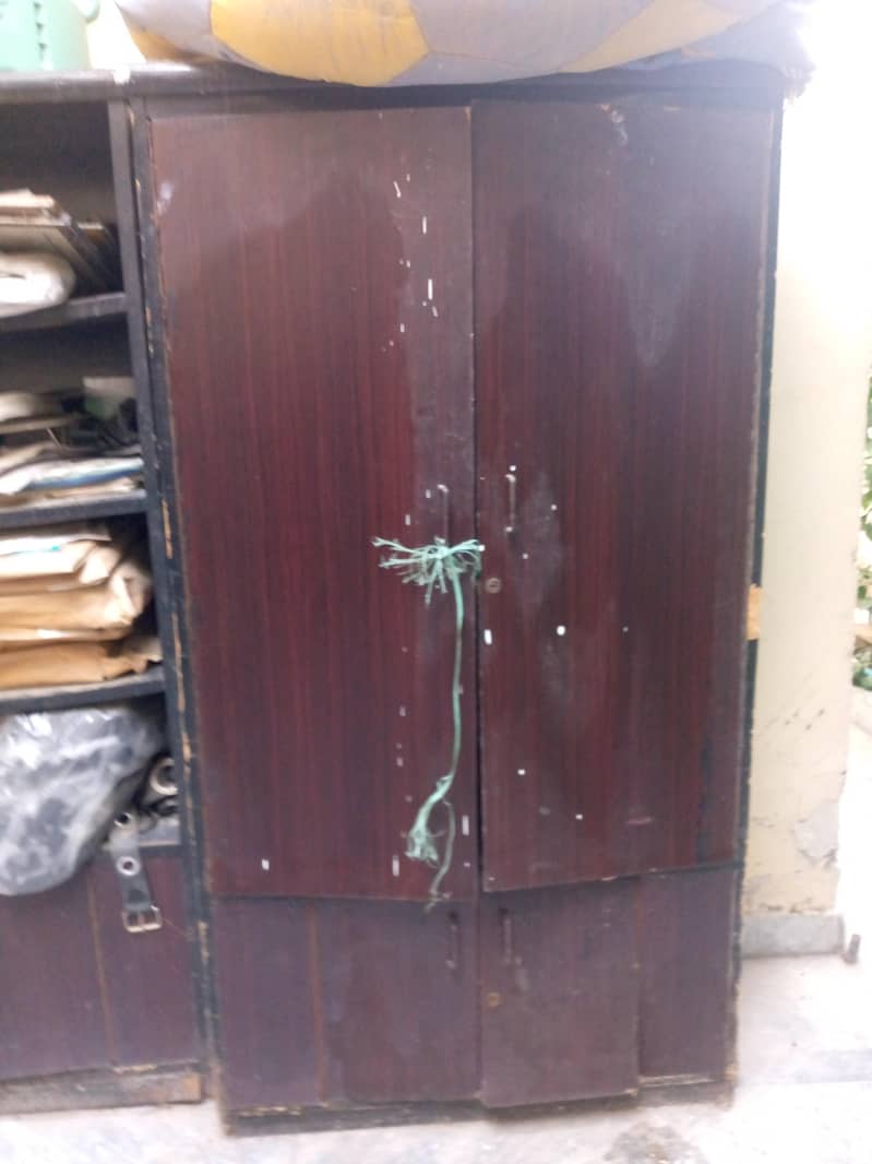 used cupboard and bookshelf, neat condition but dusty, 3000 each 2