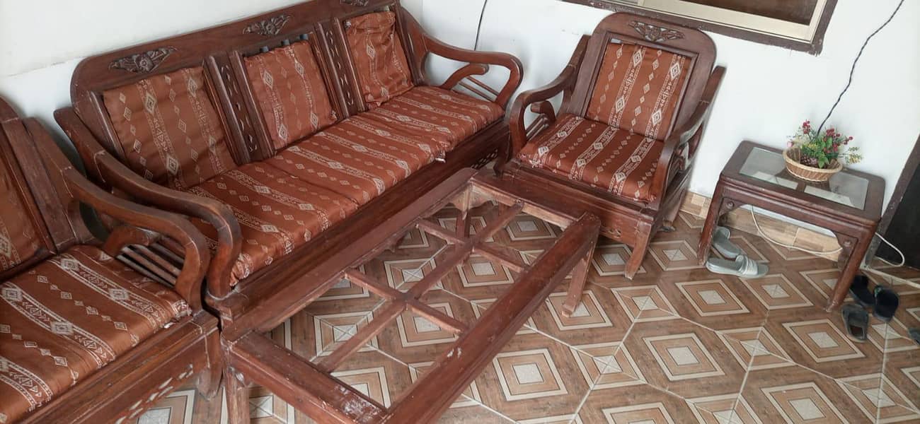 Wooden Sofa Set with tables 1