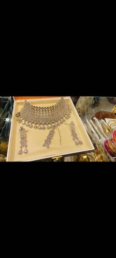 Luxury Bridal 1 Carrat Brand New Set – Premium Choker with Earrings