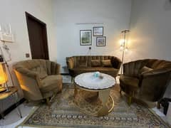 Modern sofa set with marble table