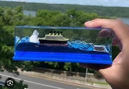 blue plastic Titanic Ship