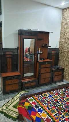 Bed set with 2 side tables ,dressing  table, cupboard & mattress