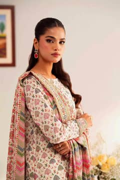 3 PSC Women's Unstitched  Printed Suit With Free Delivery