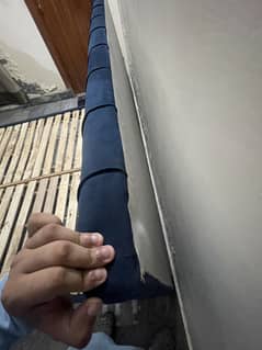 Dark blue velvet bed with 2 Dark blue velvet side tables