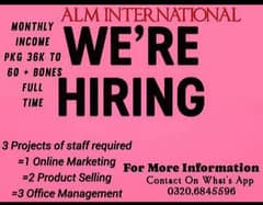 Urgently Staff Required for Office Work And Online Marketing