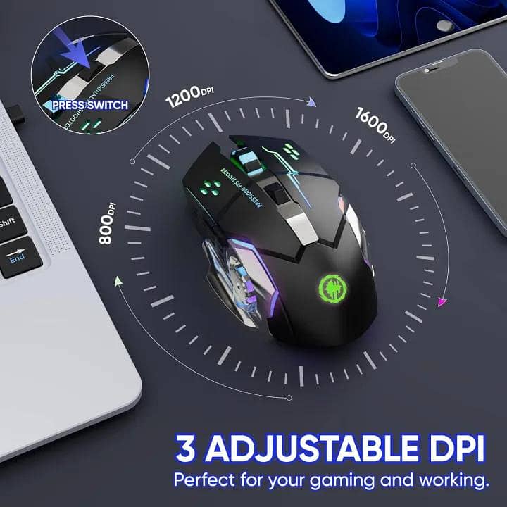 wireless Mouse 6 BUTTONS GAMING MOUSE Adjustable DPI 5