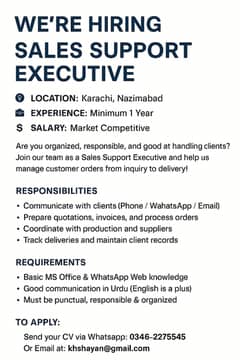 Sales Support Executive