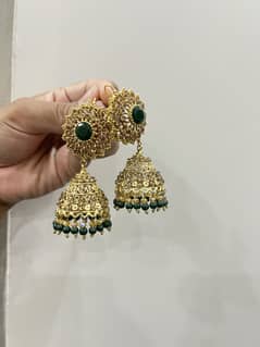 Elegant Artificial Golden Jhumkay – Perfect for Weddings & Parties
