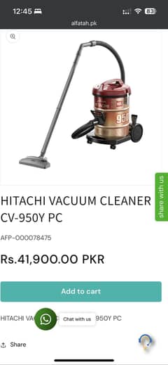 Hitachi 18 Liters Drum Vacuum Cleaner CV-950Y