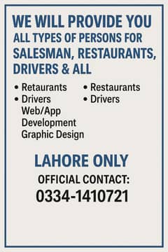 Reliable staff providing overall Lahore