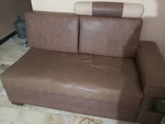 leather Brown colour sofa