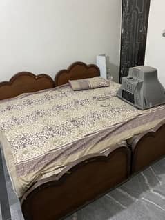2 Wooden single Bed with Matress