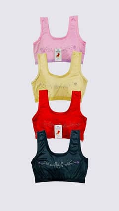3 PCs comfortable jersey printed bra set