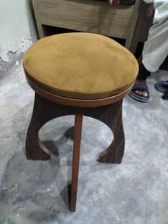 "Stylish Folding Stool – Velvet Seat, Solid Wood Base!"