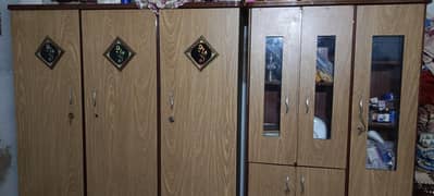 bed, side tables, dressing table, almari  3 doors
