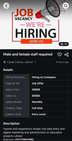 Male and female big staff required