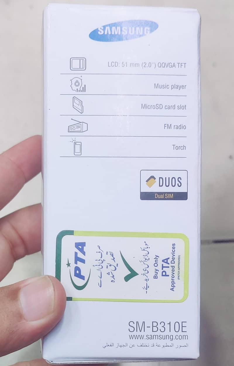 Samsung B310 Mobile Orignal Pta Aproved. Dual sim SUPPORT MEMORY CARD 1