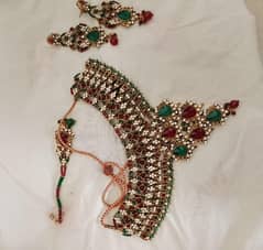 Maroon Green Color Kundan set