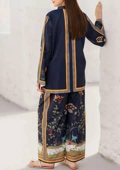 Elegant Navy Blue Floral Printed 2-Piece Lawn Suit – Summer Collection