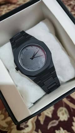 Arabic aura black dial watch