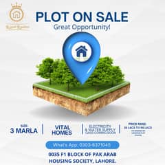 Premium Residential Plot for Sale Next to Pak Arab Housing, Lahore