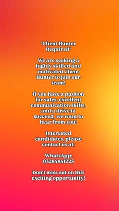 client hunter required male or female both can apply this
