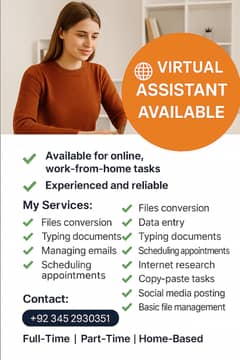 Virtual Assistant Seeking Job (Remote Work)