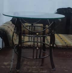 Vintage Metal Glass coffee table/ Antique Metal table/Glass