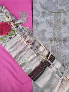 Women's Embroidered 3 Piece Unstitched Cotton Dress