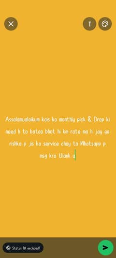 assalamualaikum kais ko monthly pick drop Chaya to msg kro only rishka
