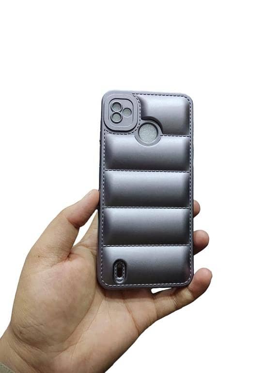 Tecno POP 5 Soft Puffer Down Jacket Back Cover with Camera Protection