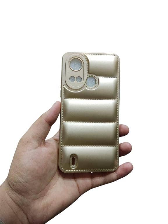 Itel A49 Play Soft Puffer Down Jacket Back Cover Case with Camera Protection