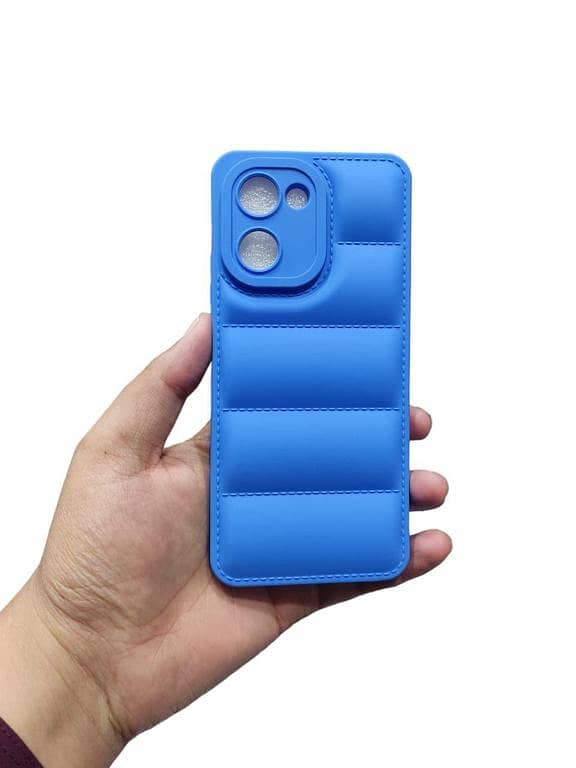 Realme C33 Silicone and TPU Soft Puffer Cover Phone Case with Camera Protection