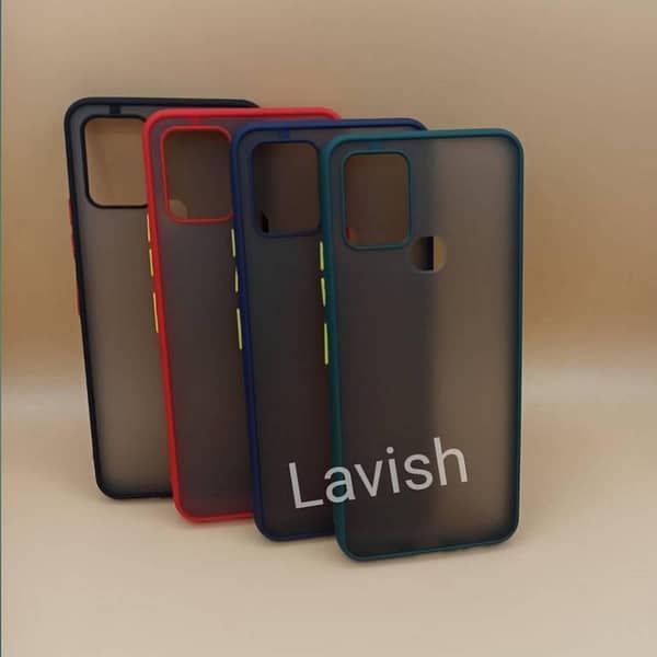 Infinix Hot 10 TPU Design Case with Matt Color Buttons and Camera Protection - Shockproof Back Cover